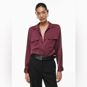 White House Black Market Medium Burgundy Women's Blouse